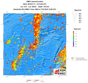 regional depth historical seismicity