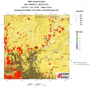 regional depth historical seismicity
