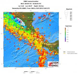 regional depth historical seismicity