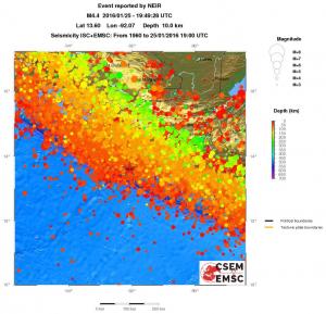 regional depth historical seismicity