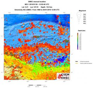 regional depth historical seismicity