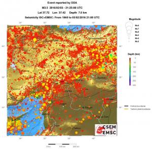 regional depth historical seismicity