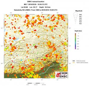 regional depth historical seismicity