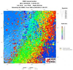 regional depth historical seismicity