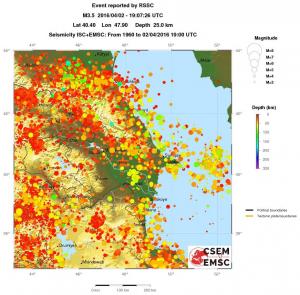 regional depth historical seismicity