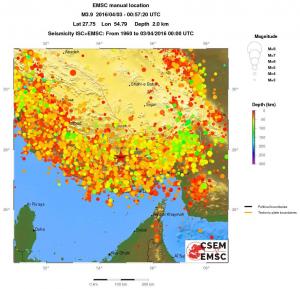 regional depth historical seismicity