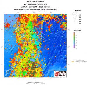 regional depth historical seismicity