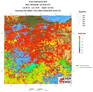 regional depth historical seismicity