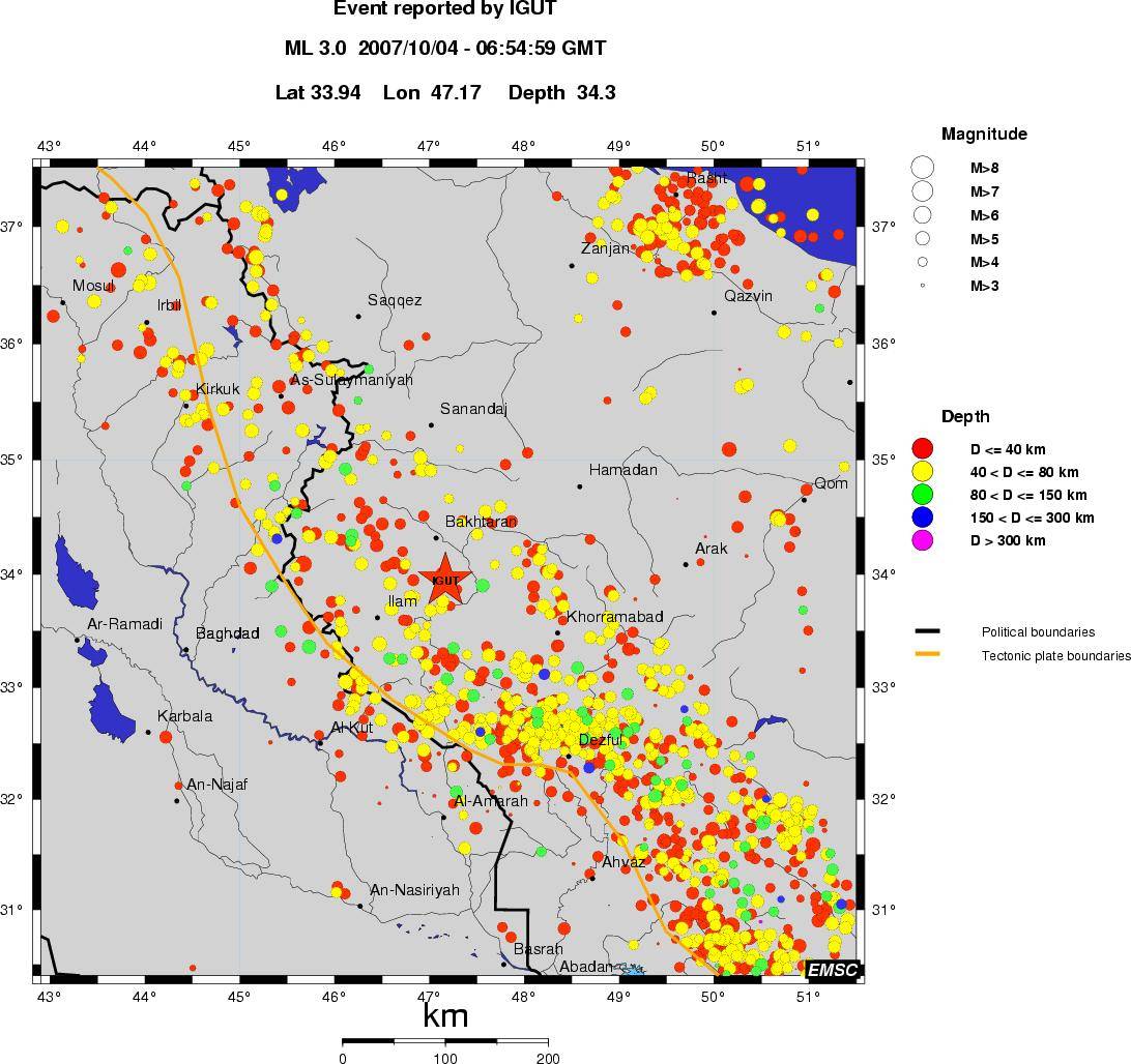 regional historical seismicity