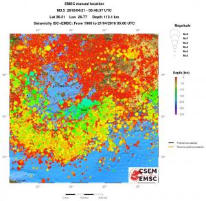 regional depth historical seismicity