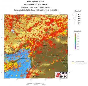 regional depth historical seismicity