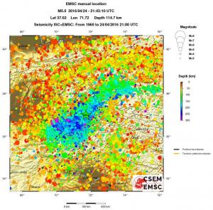 regional depth historical seismicity