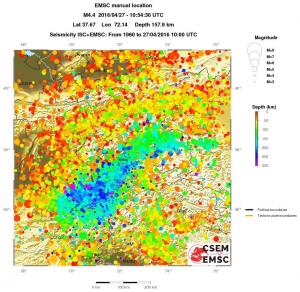regional depth historical seismicity