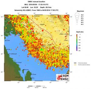 regional depth historical seismicity