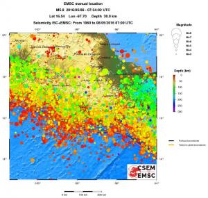 regional depth historical seismicity
