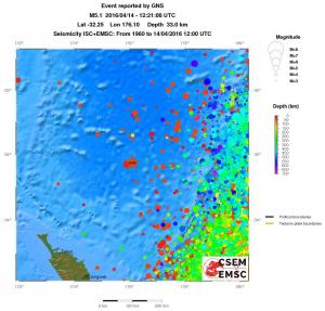 regional depth historical seismicity
