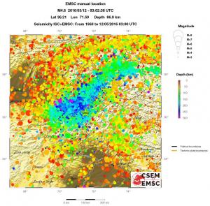 regional depth historical seismicity