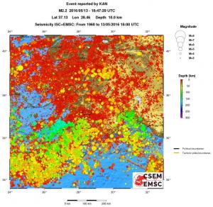 regional depth historical seismicity