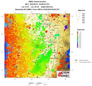 regional depth historical seismicity