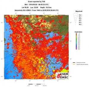 regional depth historical seismicity