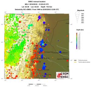 regional depth historical seismicity