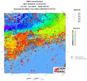 regional depth historical seismicity