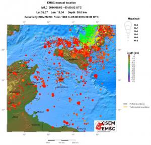 regional depth historical seismicity