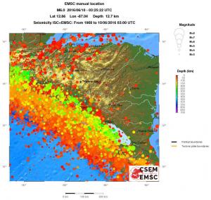 regional depth historical seismicity