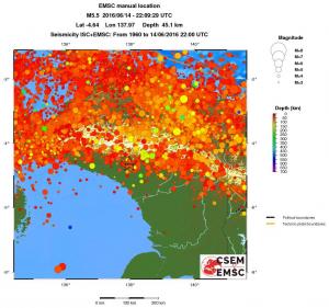 regional depth historical seismicity
