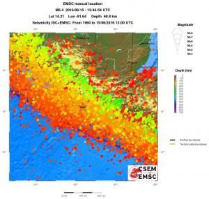 regional depth historical seismicity