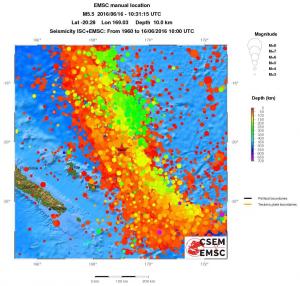 regional depth historical seismicity