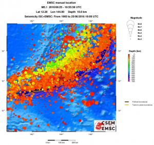 regional depth historical seismicity
