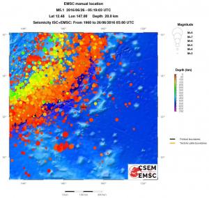 regional depth historical seismicity