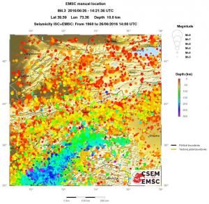 regional depth historical seismicity