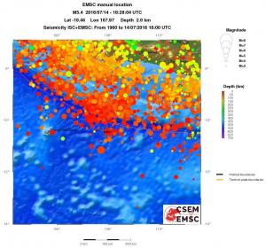 regional depth historical seismicity