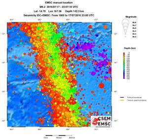 regional depth historical seismicity