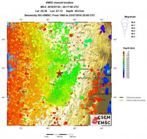 regional depth historical seismicity