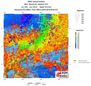 regional depth historical seismicity