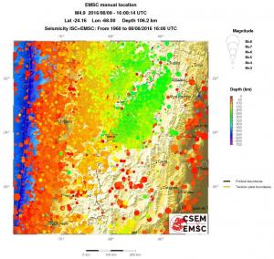 regional depth historical seismicity