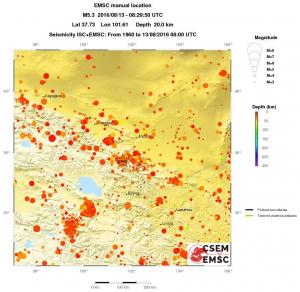 regional depth historical seismicity