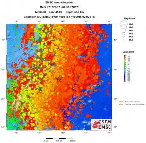 regional depth historical seismicity