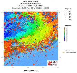 regional depth historical seismicity