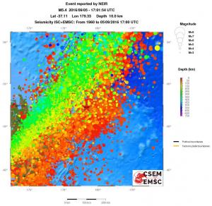 regional depth historical seismicity