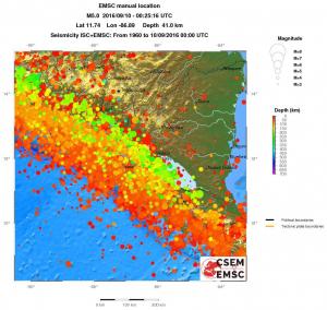 regional depth historical seismicity
