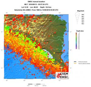 regional depth historical seismicity