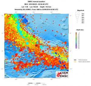 regional depth historical seismicity