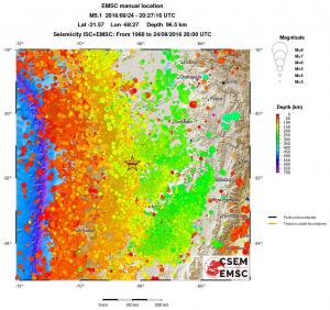 regional depth historical seismicity
