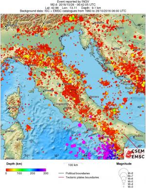 regional depth historical seismicity