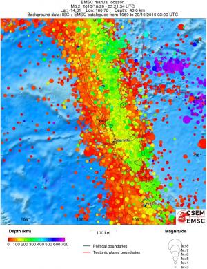 regional depth historical seismicity