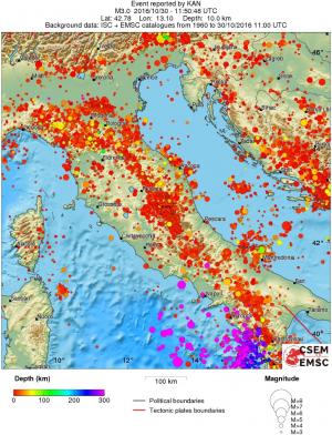 regional depth historical seismicity